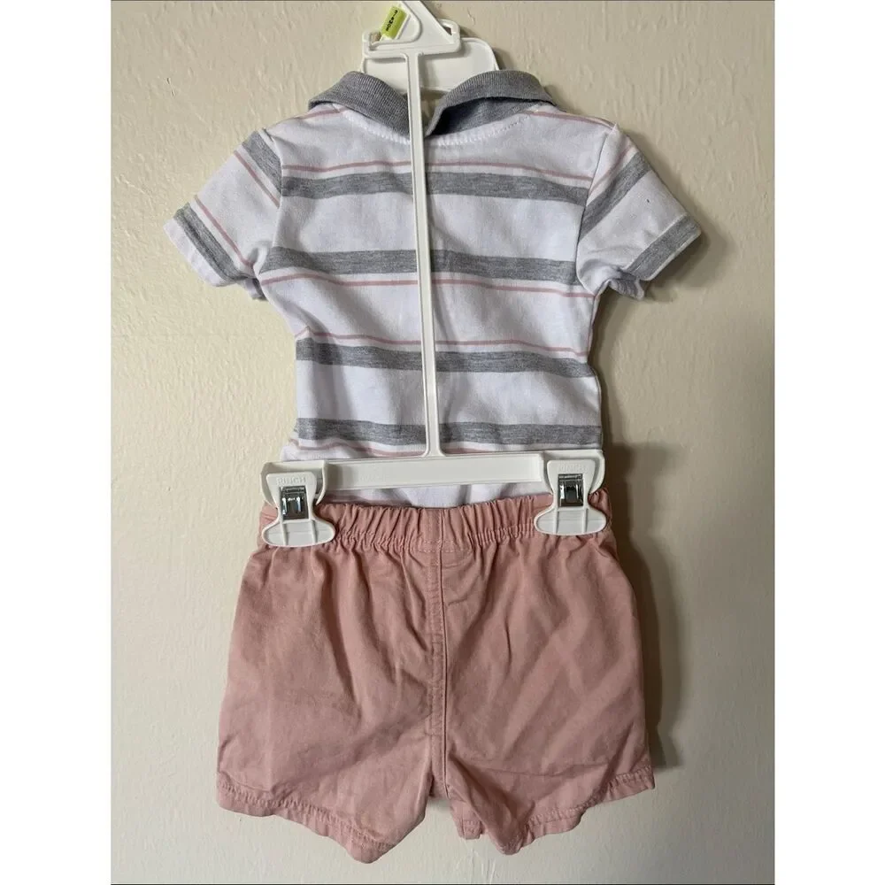 Calvin Klein Striped Polo & Dusty Pink Shorts Set